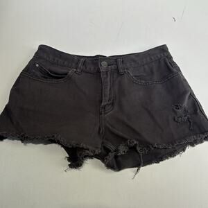 Billabong Black Distressed Cutoff Shorts Women’s Size 27 Denim Frayed hem
